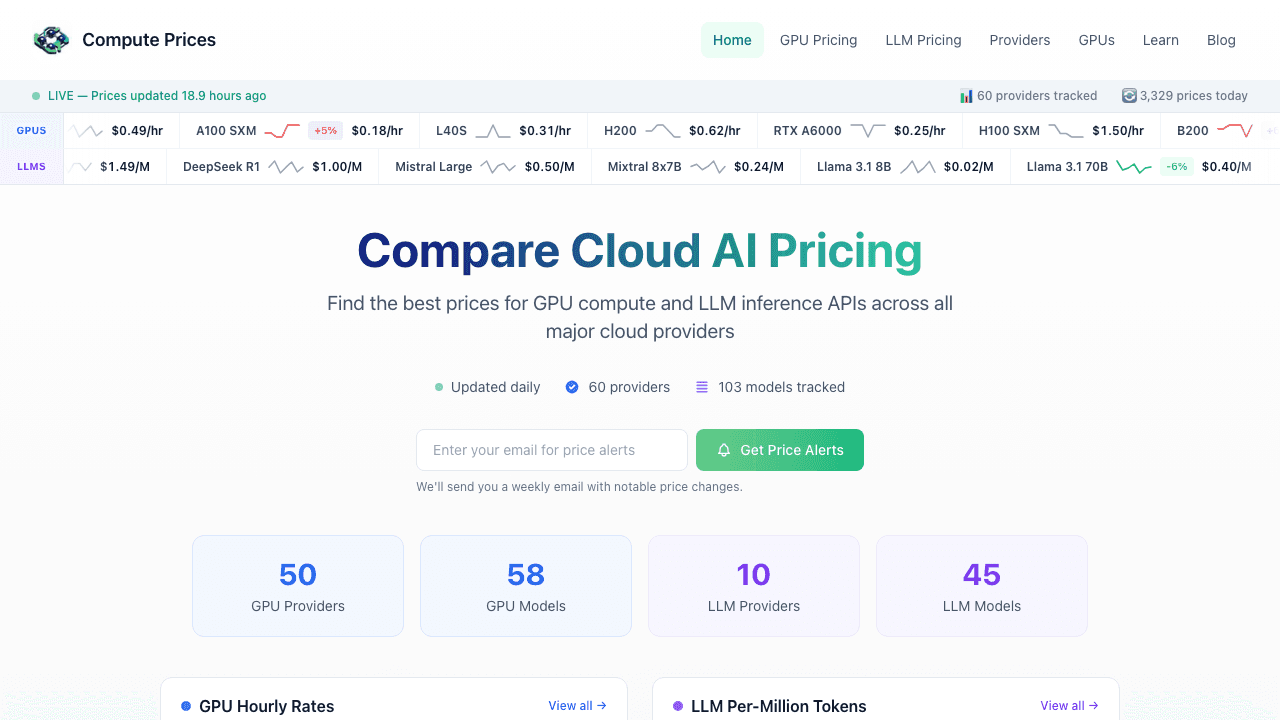 ComputePrices GPU pricing comparison