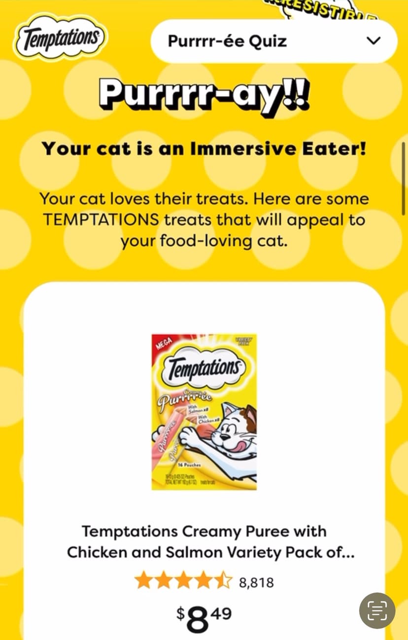 Temptations cat treats product display