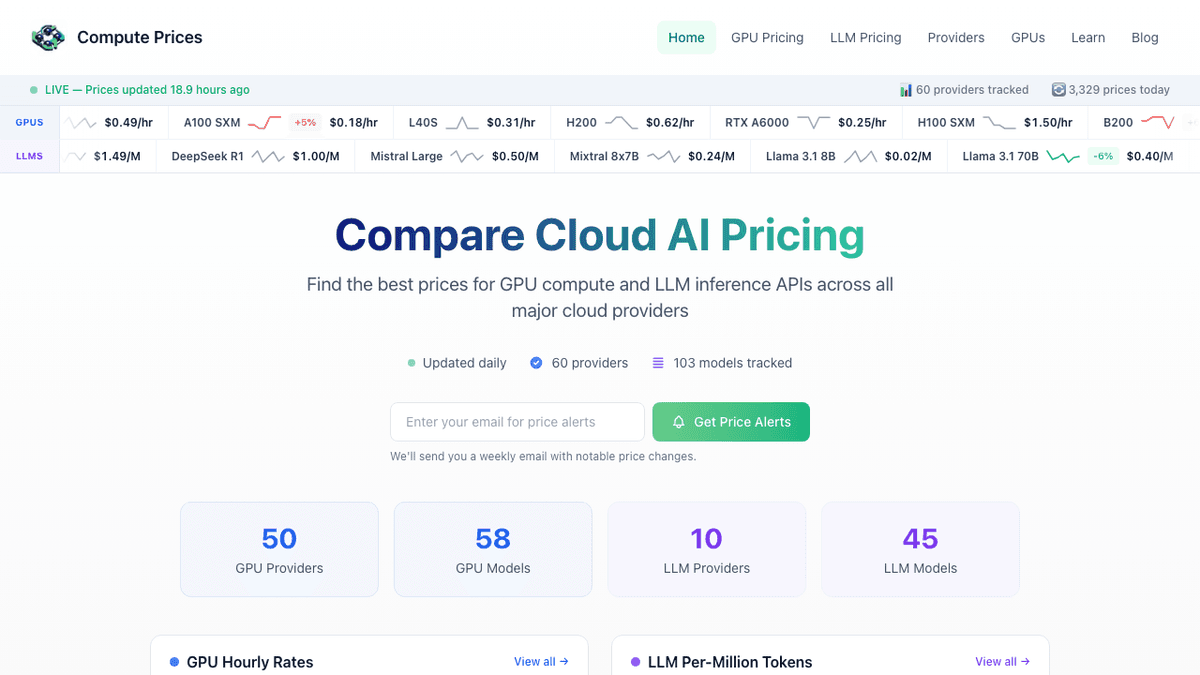 ComputePrices provider comparison